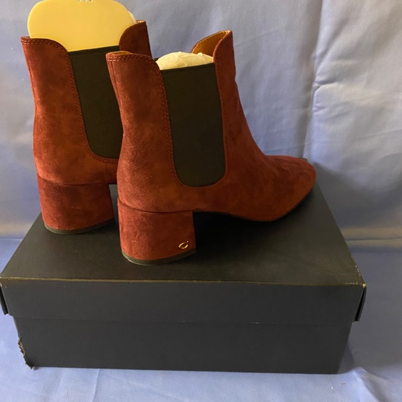Coach Tia Ankle Slip On Suede Bootie In Wine Sz 8 FG2911 - Picture 7 of 15